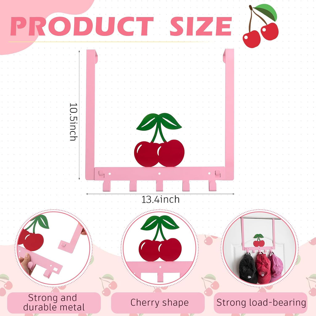 Reallnaive Cherry Bathroom Decor Over The Door Hooks Pink Cute Door Hanger