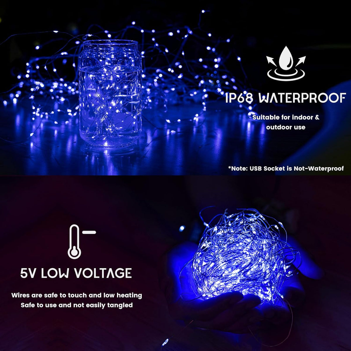 Fairy Curtain Lights for Bedroom, 300 LED 9.8x9.8 Ft Fairy Lights Curtain with Remote, String Light 8 Flashing Modes USB Plug in for Dorm Backdrop Window Wall Indoor Outdoor, Blue