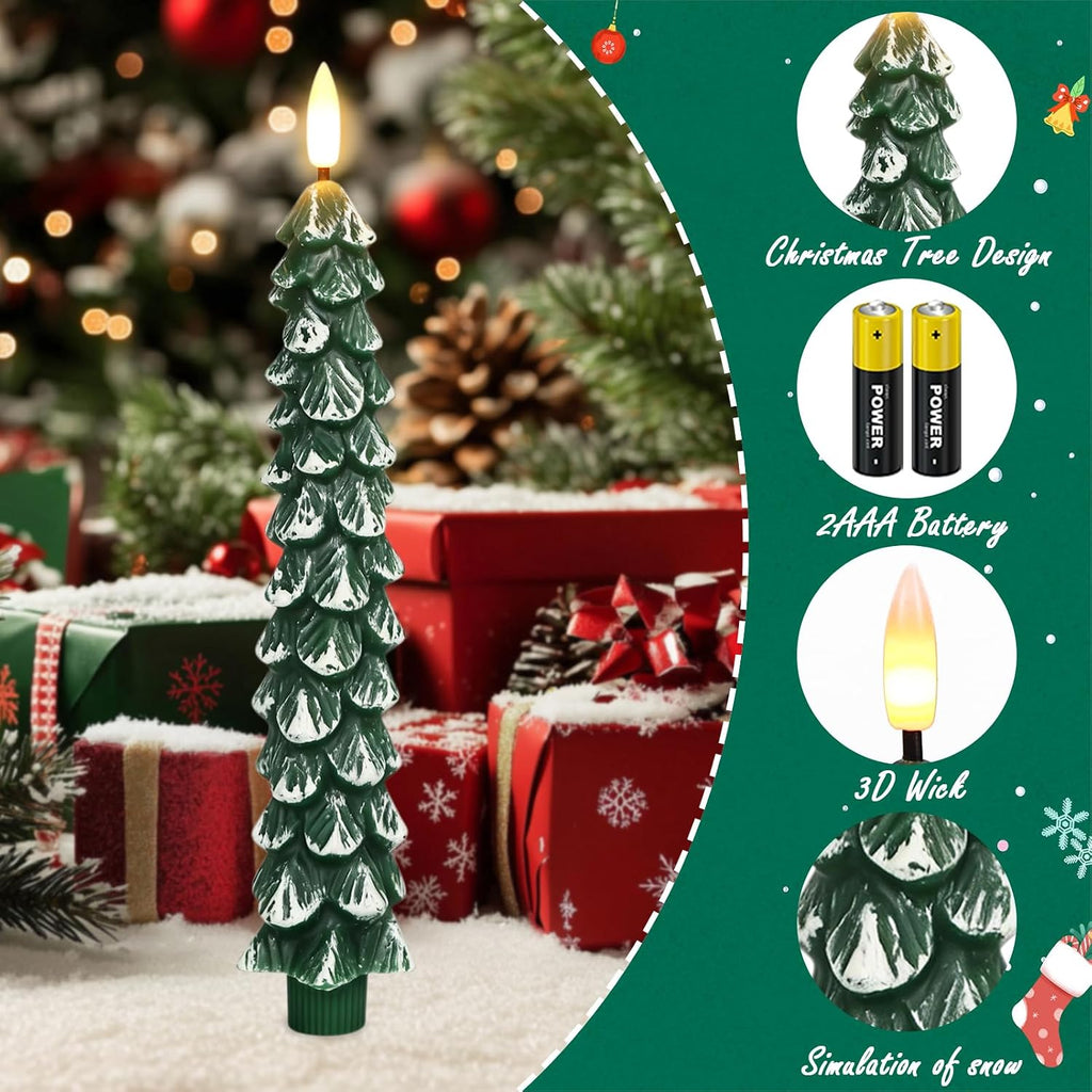GenSwin Christmas Tree Flameless Taper Candles Battery Operated 4 Pack