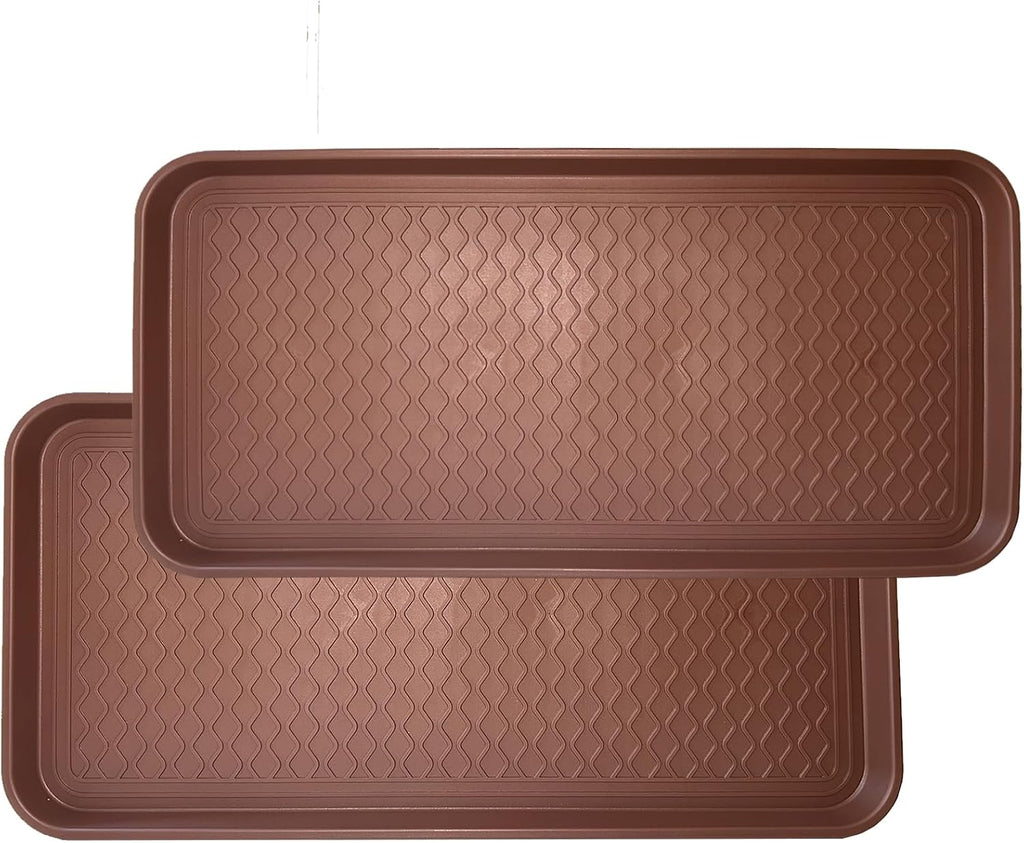 Large Multifunctional Boot Tray 2 Pack Boot Mat Washable Indoor or Outdoor Tray Mat for Shoes Boots Plants Pots Paint Tins Pet Bowls Car Storage, 30 x 15 x 1.2 Inches (Brown)