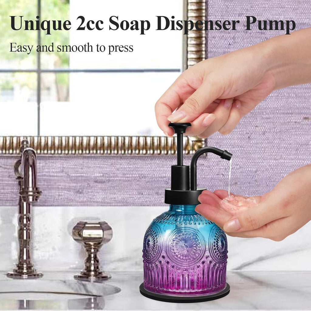 SheeChung 8oz Halloween Glass Soap Dispenser with Black Pump, Purple,2 Pack