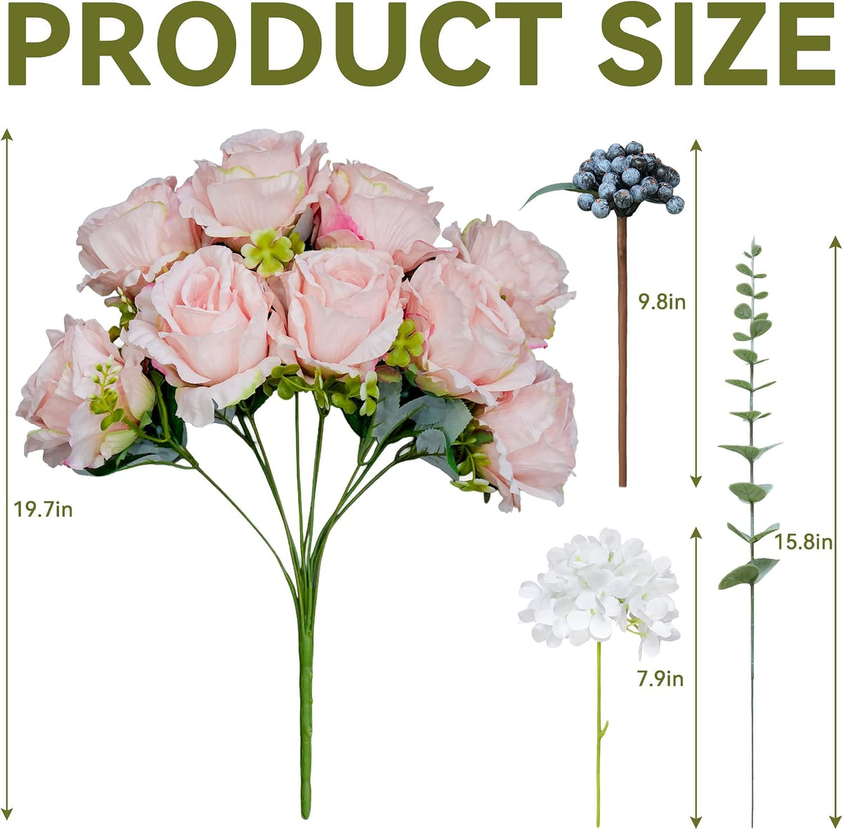 Pink Roses Artificial Flowers Arrangements for Table Rose Bouquet Indoor