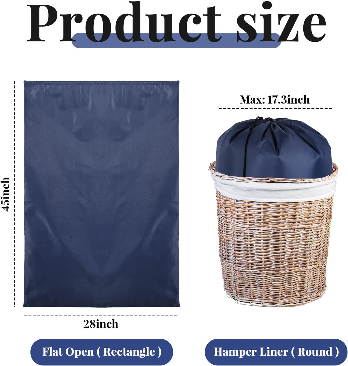Woanger 24 Pack 28 x 45 Inch Extra Large Laundry Bags Bulk, Navy Blue