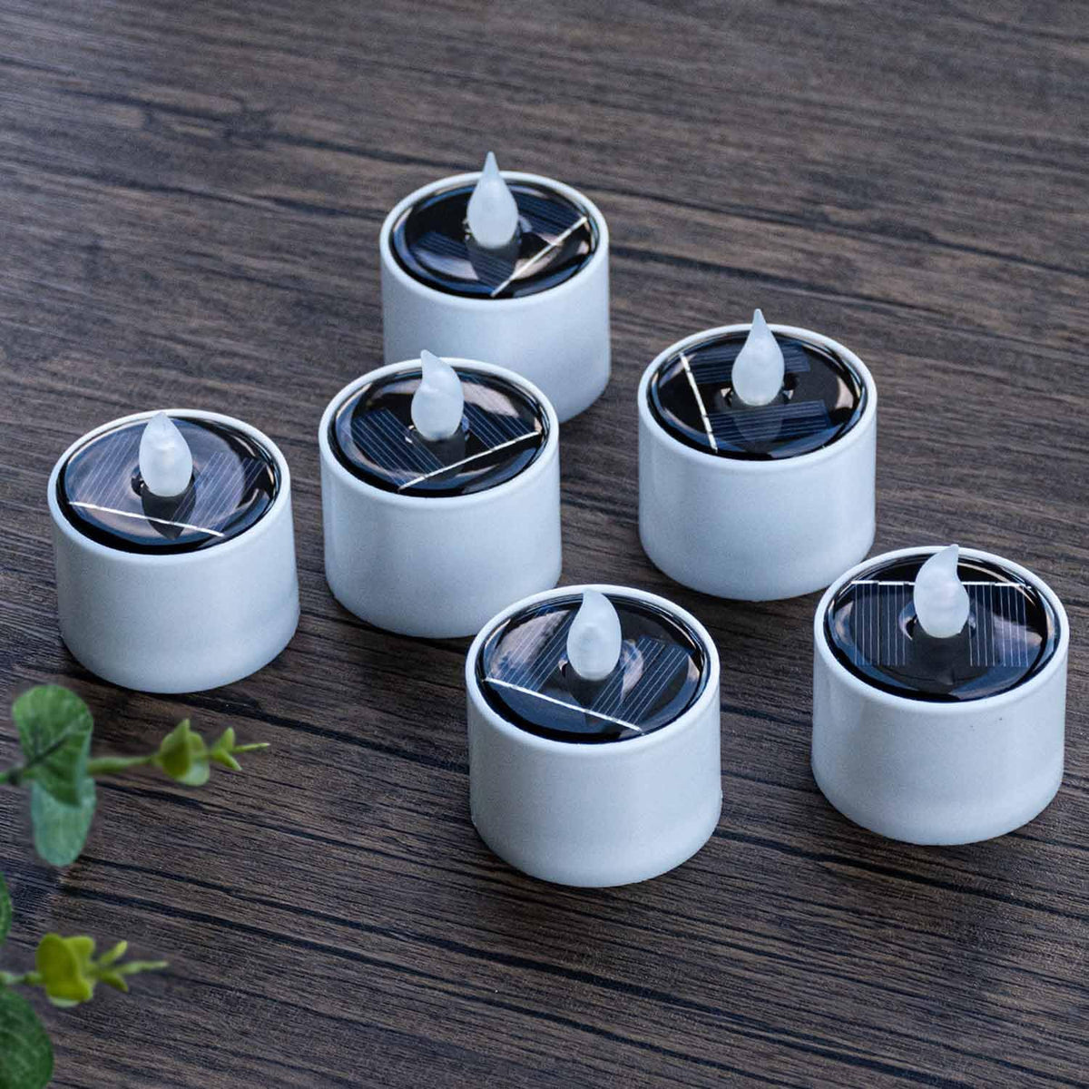 6 Pack Cool White Flickering Outdoor Waterproof LED Solar Candles