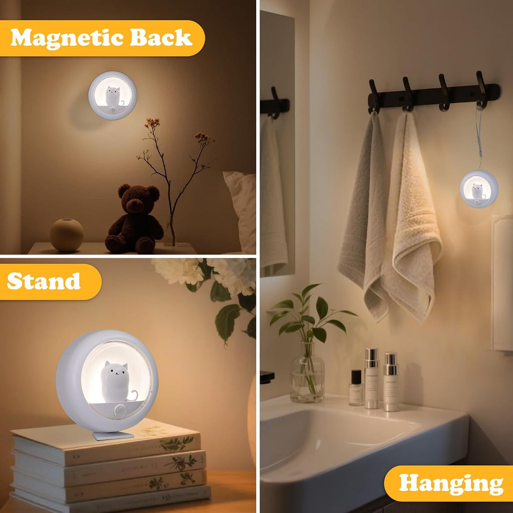 Attivolife Cat Night Light Motion Sensor, Magnetic Rechargeable LED Lamp