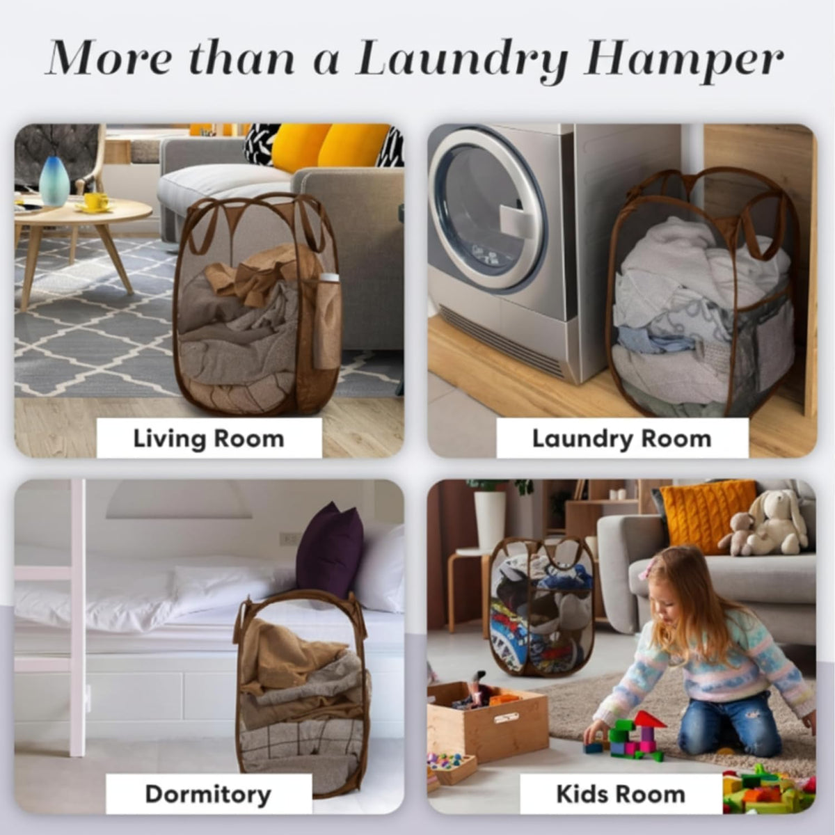 Handy Laundry Collapsible Mesh Pop Up Laundry Hamper with Side Pocket