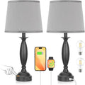 Bedroom Lamps for Nightstand, 3 Way Dimmable Black Bedside Lamps with USB