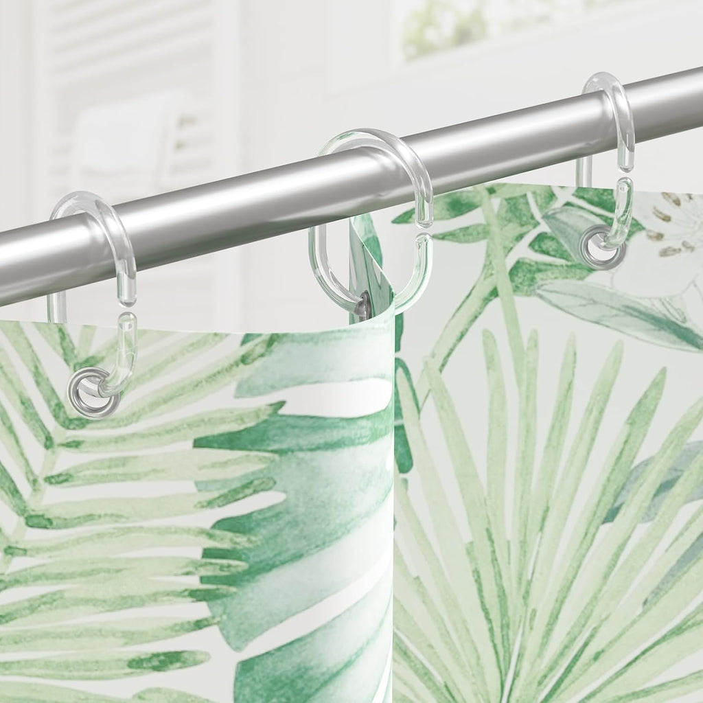 Amazer 24 Pack Clear Plastic Shower Curtain Rings and Hooks - C Shaped for Bathroom Shower Curtains