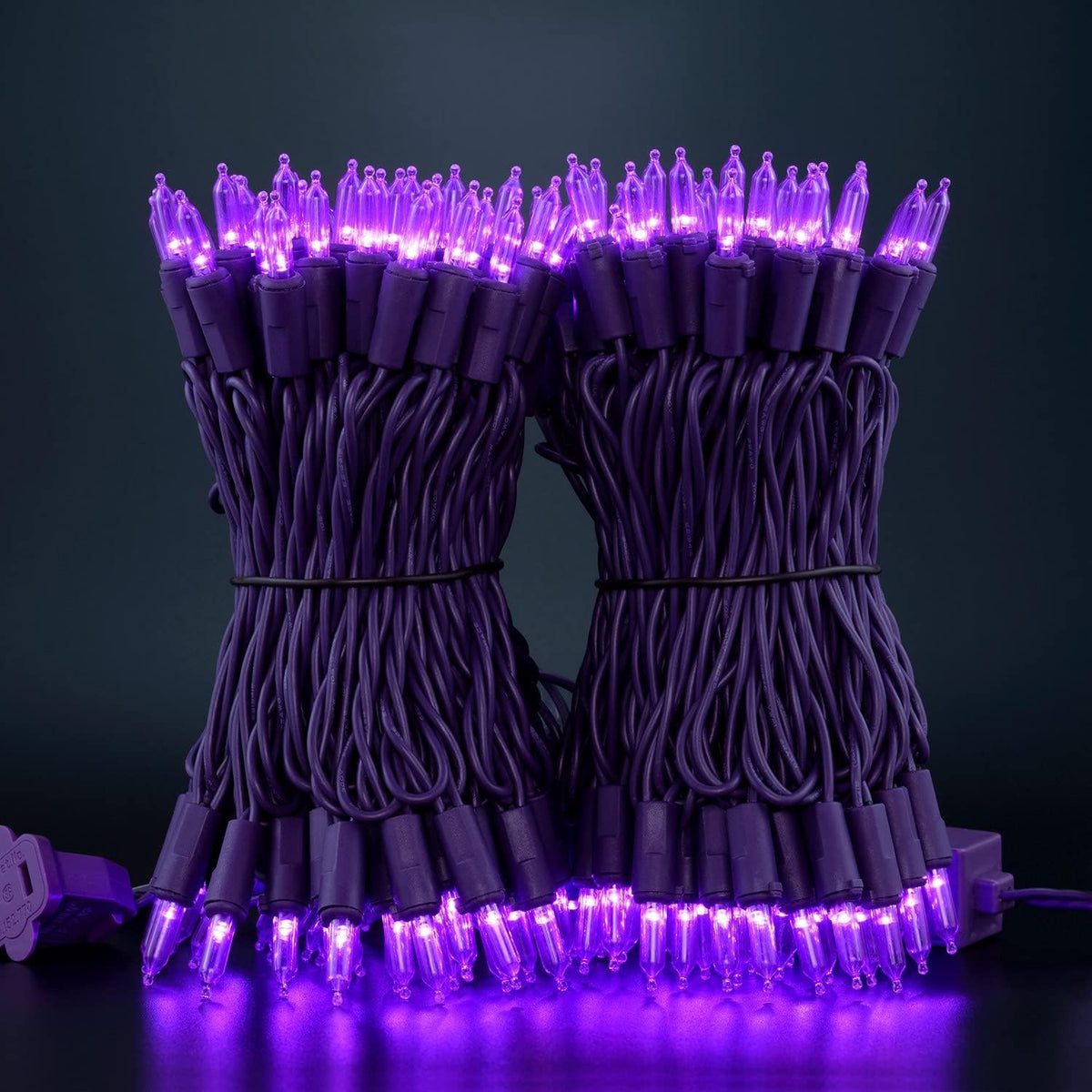 YULETIME 200 Purple Christmas String Lights, 2-Set 33' 100 LED Purple Wire