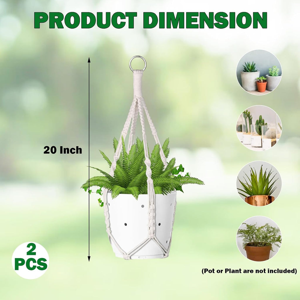 garini 2 Pack 20Inch Macrame Plant Hanger Rope to Hang Flower Pot Plant