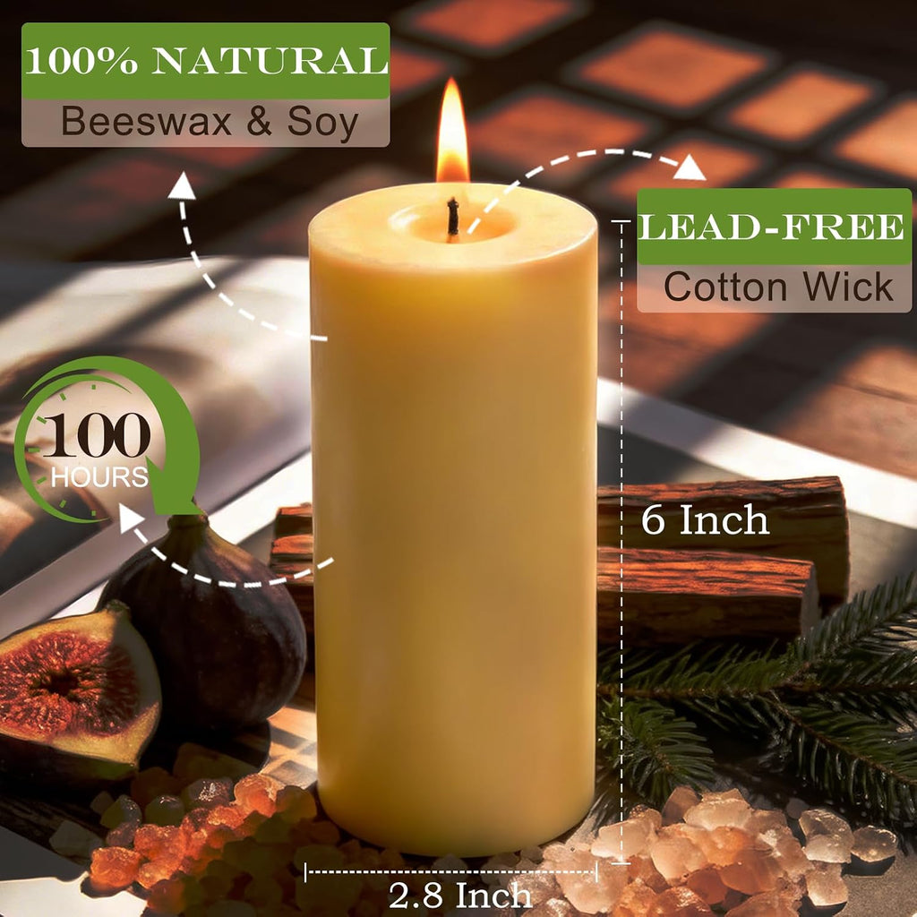 Palo Santo Beeswax Blend Pillar Candle, Up to 90 Hour