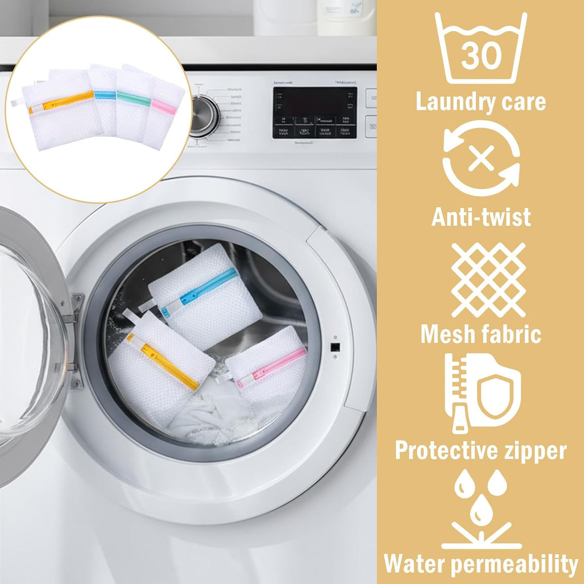 4 PCS Laundry Pod Anti-Sticking Bag, Small Mesh Laundry Bags for Delicates Mini Durable Washing Machine Laundrys Pods Dissolution Protection Foldable Wash Pouch Storage Bag for Pods Scented Beads