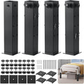 Heavy-Duty College Dorm Bed Risers with 0.16" Reinforced Base-17.98 LB (Black), Adjustable Heights (6", 9", 12"), Fits Wooden Bed Legs 1.5" to 3", Thicker Steel Dorm Bed Leg Risers