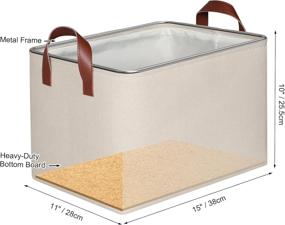 KEEGH Storage Baskets for Organizing Cube Storage 15 in, 4 Pack, Beige