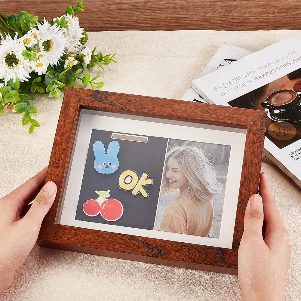 OLYCRAFT Medal Display Shadow Box Natural Wood Frame 6.9x7.2x9 Inch Brown Medal Display Case with Acrylic Window for Military Medals Beach Tags Jewelry Pins Pin Enthusiast Collectibles