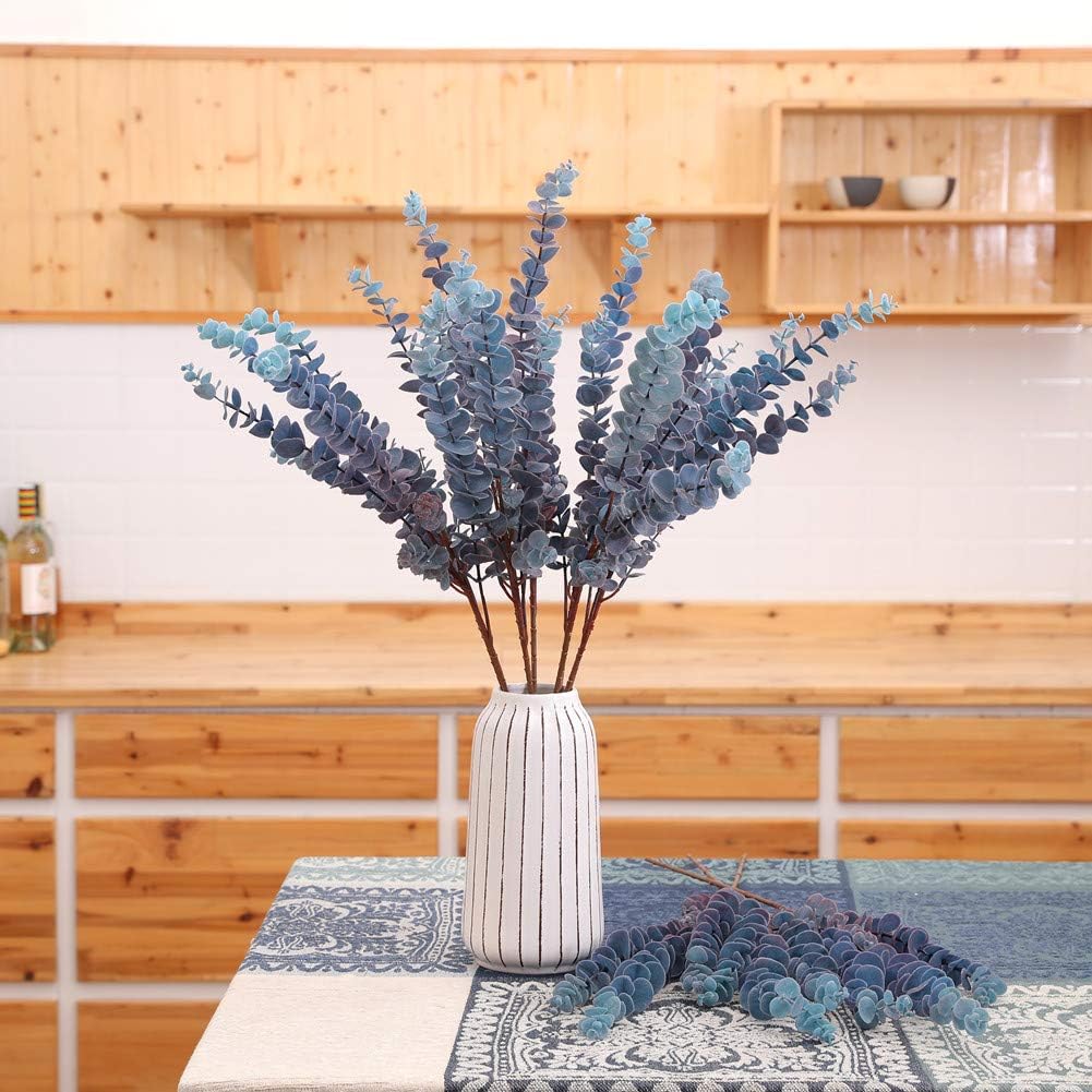 3 Pcs 31.5" Artificial Eucalyptus Leaves Spray for Vase Decor, Blue