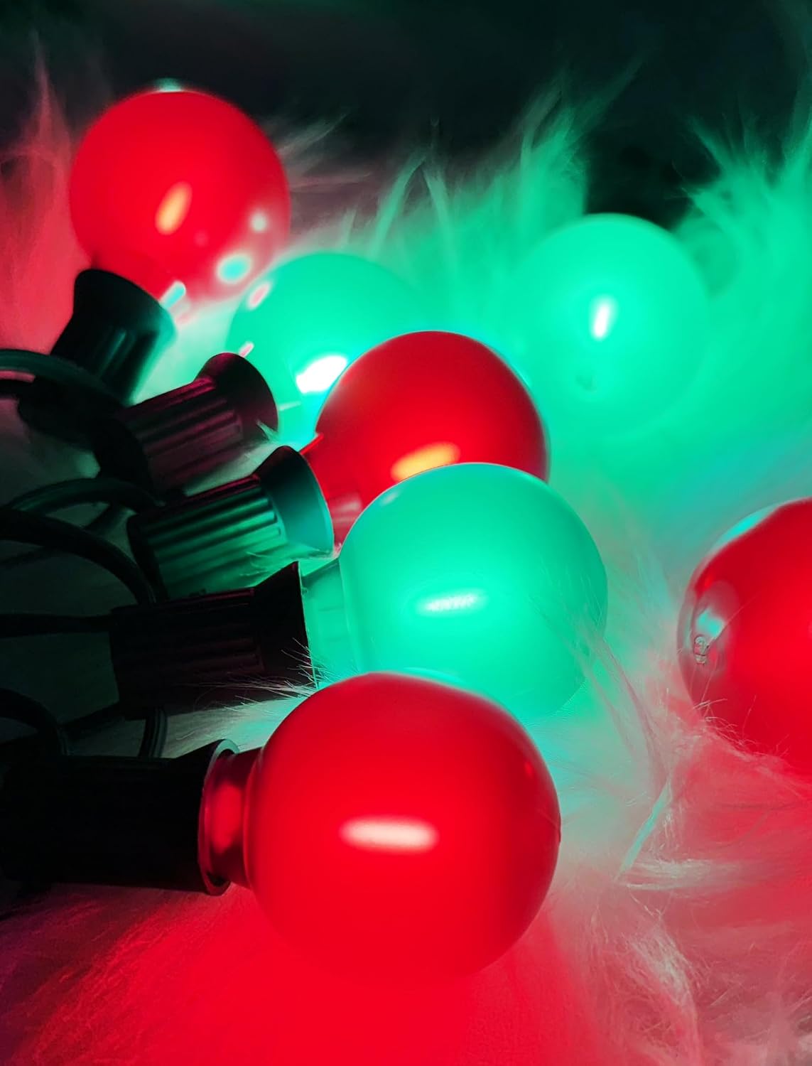 25Ft LED Red Green String Lights Outdoor, Christmas Decoration Patio Lights