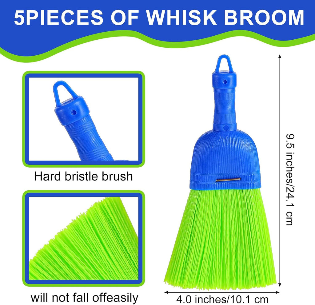 5 Pcs Whisk Broom Poly Fiber Handheld Brush Hand Broom Outdoor Broom Car Broom with Hang Hole for Cleaning Indoor Porches Floors Decks Driveways Dirt Dust