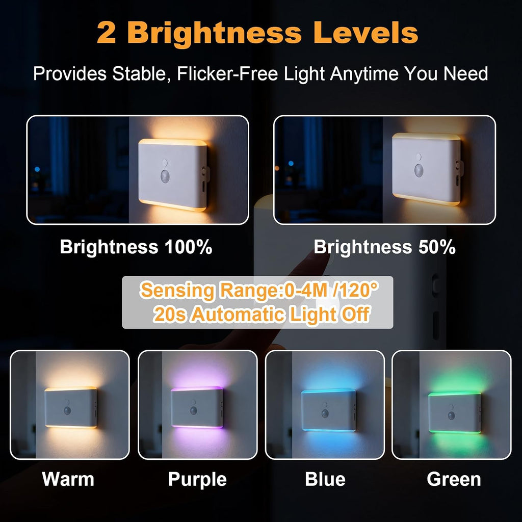 2-Pack Motion Sensor Magnetic Night Light for Cruise Ship Approved