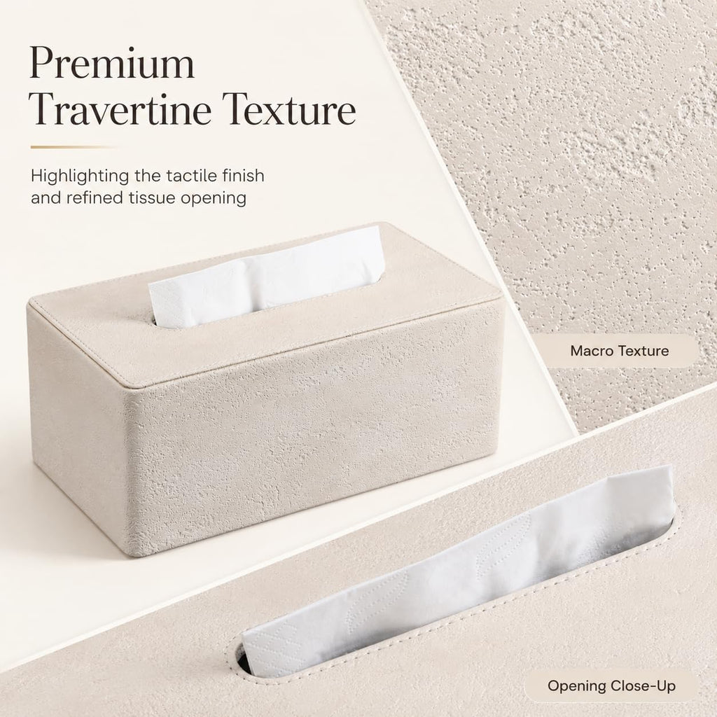 GORESE Travertine Look Tissue Box Cover Rectangle,PU Leather Kleenexs Cover