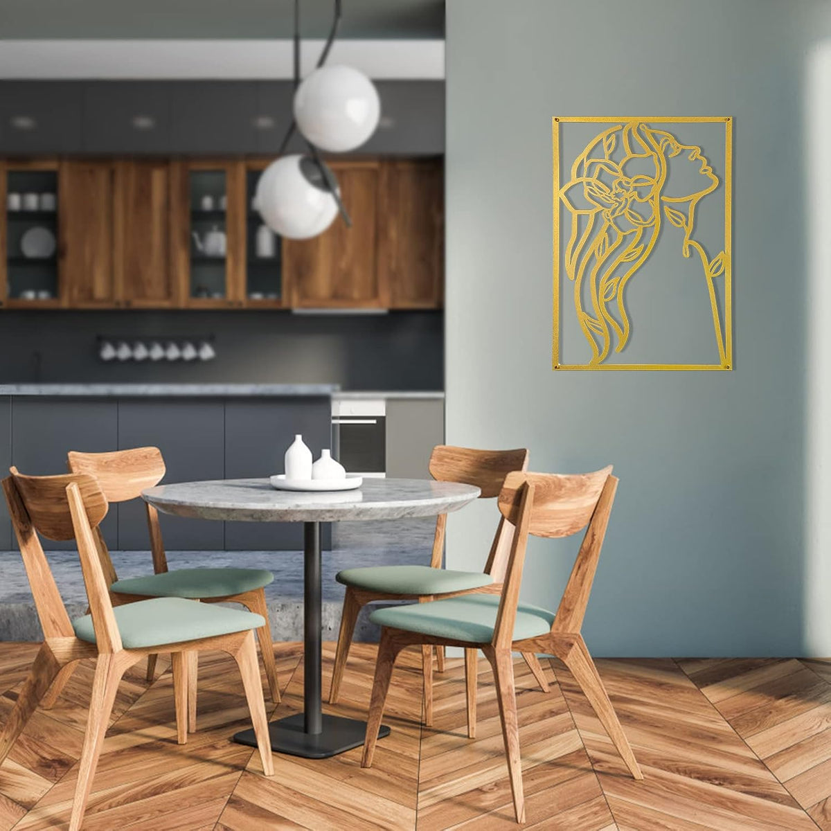 AGIOTA 3 Pcs Gold Metal Wall Decor, Minimalist Floral Women Line Drawing Wall Art, Elegant Abstract Lady Silhouette Metal Wall Hanging for Home Bedroom Living Room
