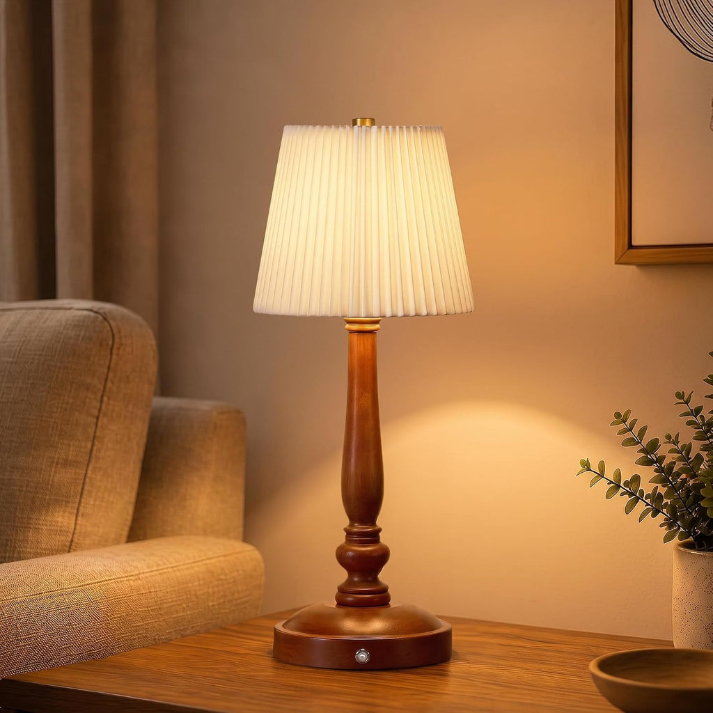 15.5'' Cordless Table Lamp, 5400mAh Rechargeable Small Bedside Lamp, White