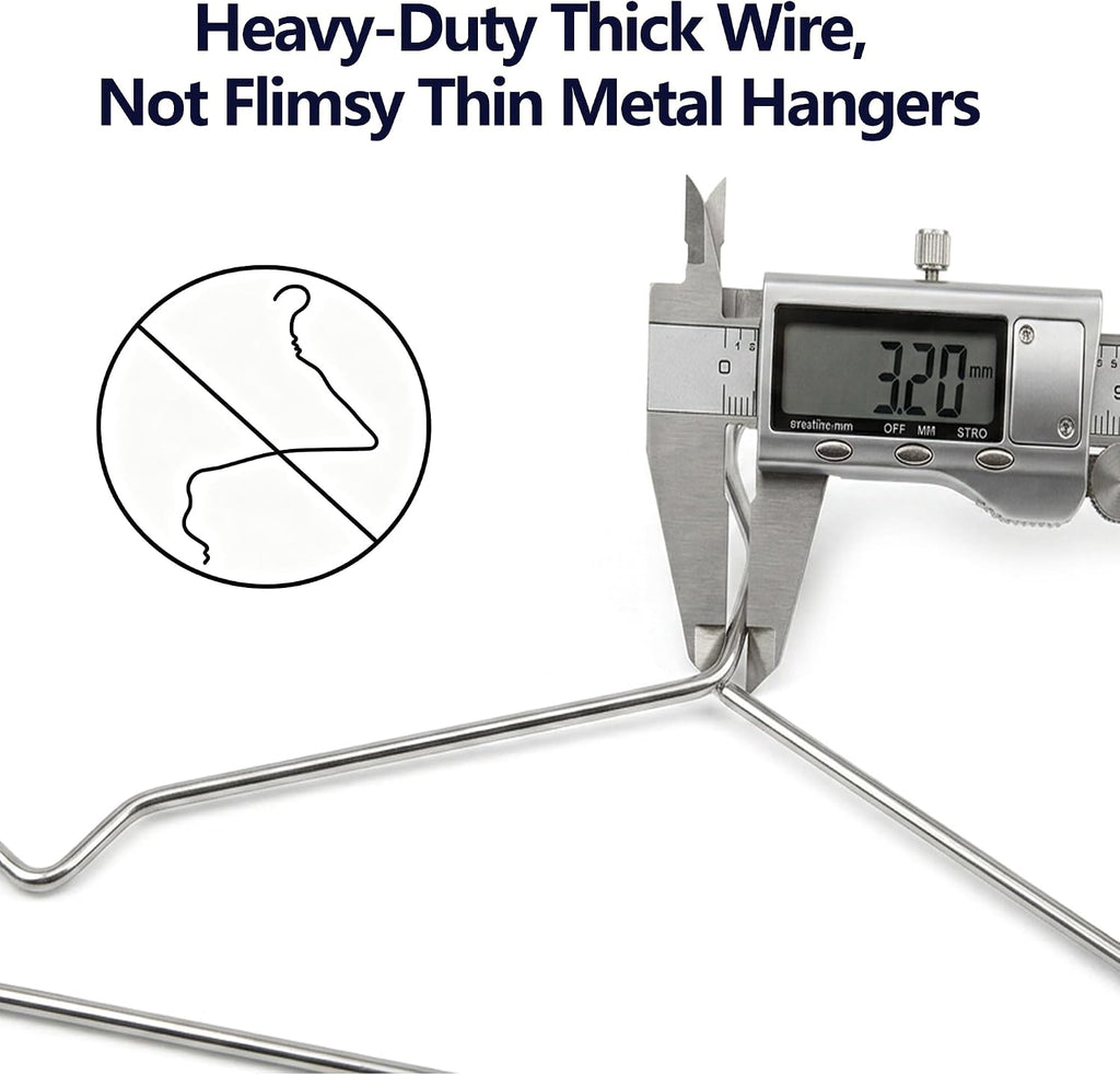 Stainless Steel Hangers, 40 Pack, 16.5 Inch, 15 lb Capacity