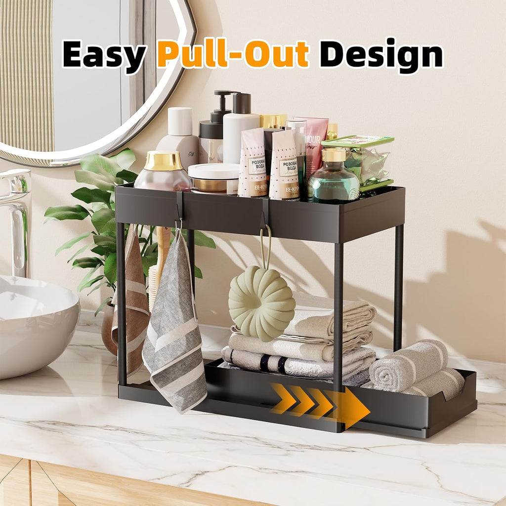 Simple Trending Under Sink Organizer 3 Pack, with Sliding Drawer, Black