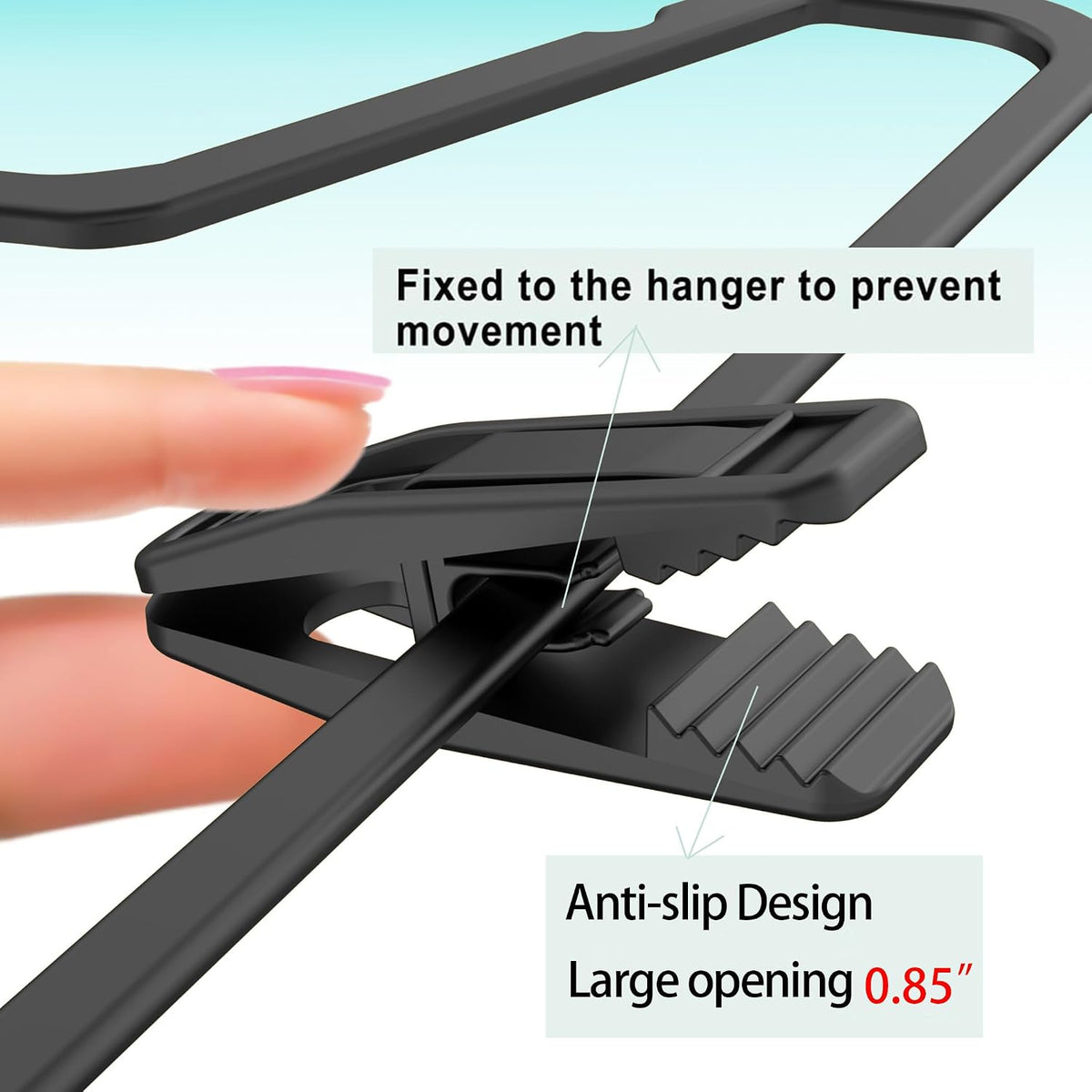 TOFIIGREM Hanger Clips Perfect for Velvet Hangers (Black, 80 PCS), Strong Plastic Clips Pant Skirt Hanger Clips for Black Flocking Felt Hangers