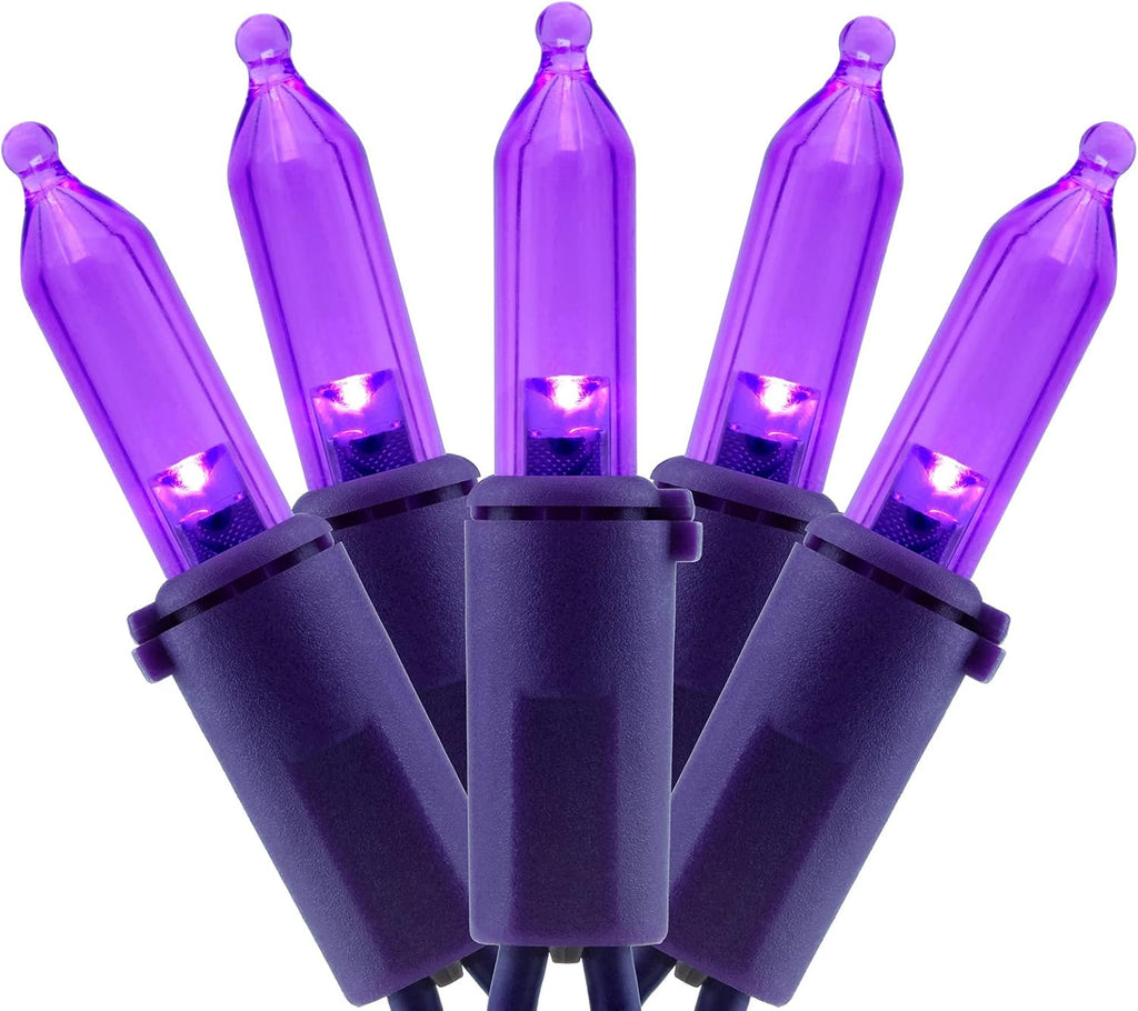 YULETIME 200 Purple Christmas String Lights, 2-Set 33' 100 LED Purple Wire