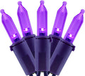 YULETIME 200 Purple Christmas String Lights, 2-Set 33' 100 LED Purple Wire