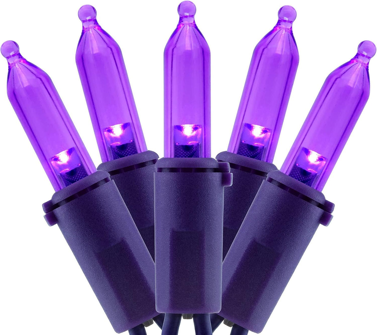 YULETIME 200 Purple Christmas String Lights, 2-Set 33' 100 LED Purple Wire