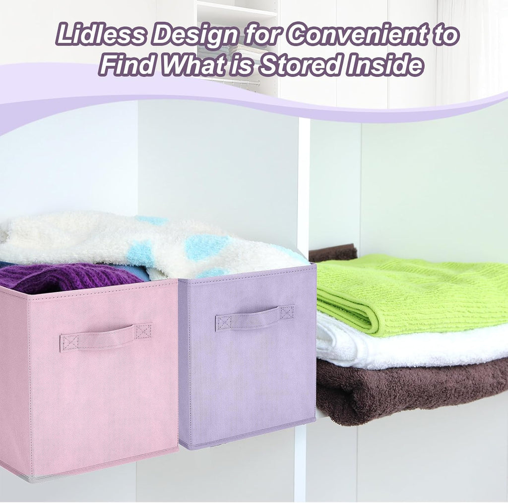 Hillban 24 Pcs Storage Cubes 11'' Collapsible Storage Bins Bulk, Pastel