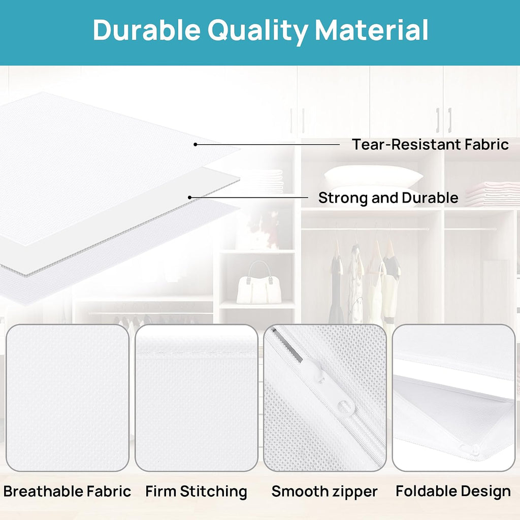 Vtopmart 18 Pack Baby Clothes Organizer, Fabric Drawer Drawer Bins, White