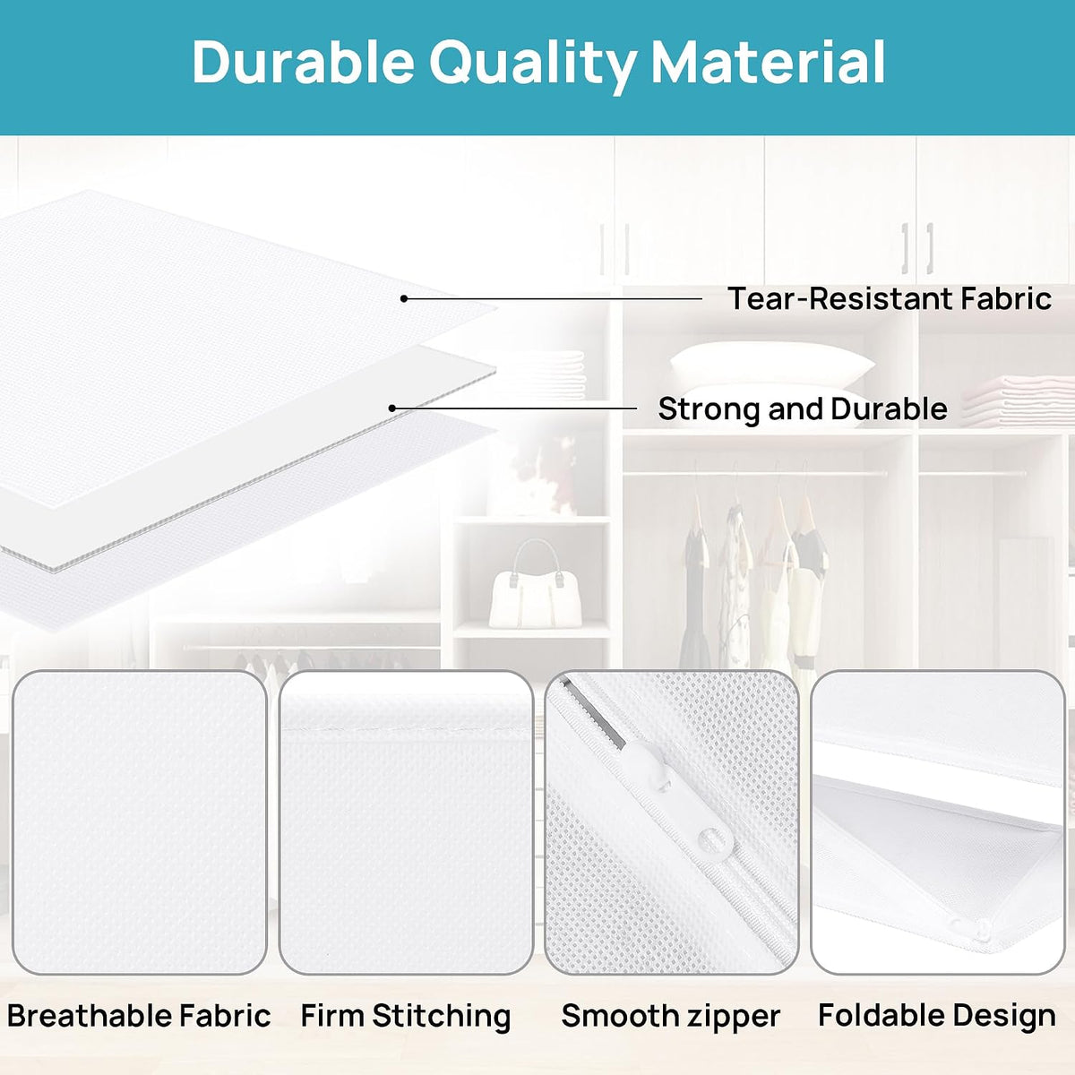 Vtopmart 18 Pack Baby Clothes Organizer, Fabric Drawer Drawer Bins, White