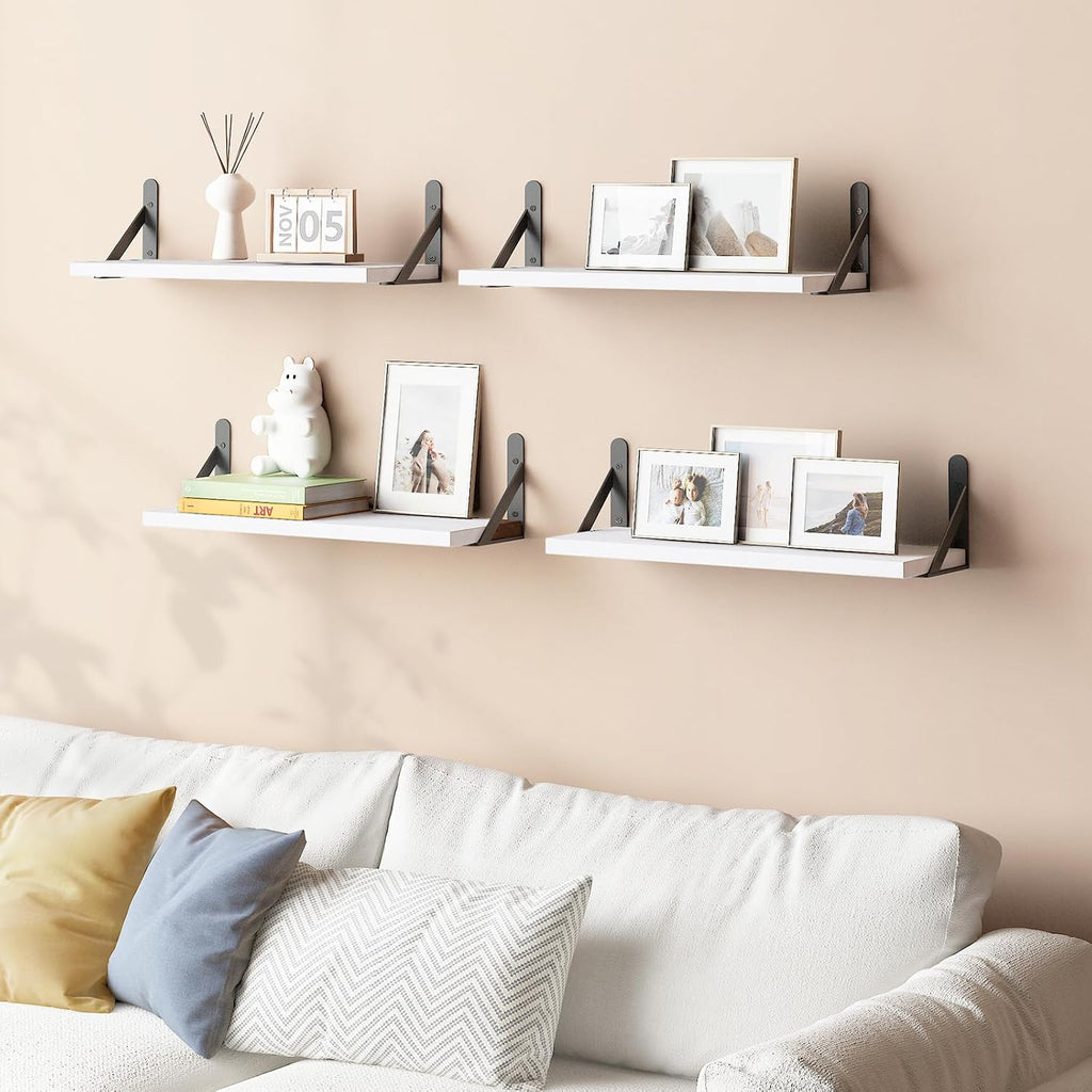 YGEOMER 16.5 Inch Floating Shelves for Wall Home Decor, White, Set of 6
