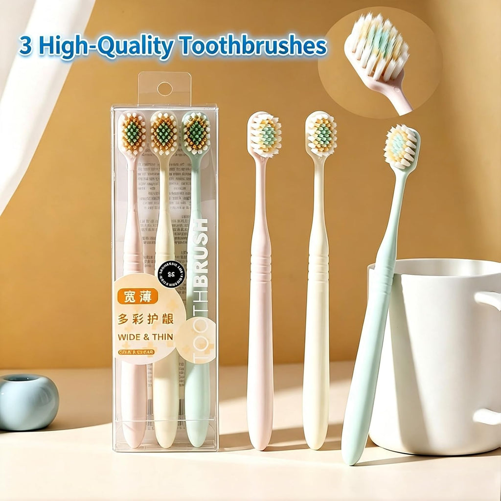 UV Toothbrush Sanitizer Holder w/Charger & 3 Premium Toothbrushes