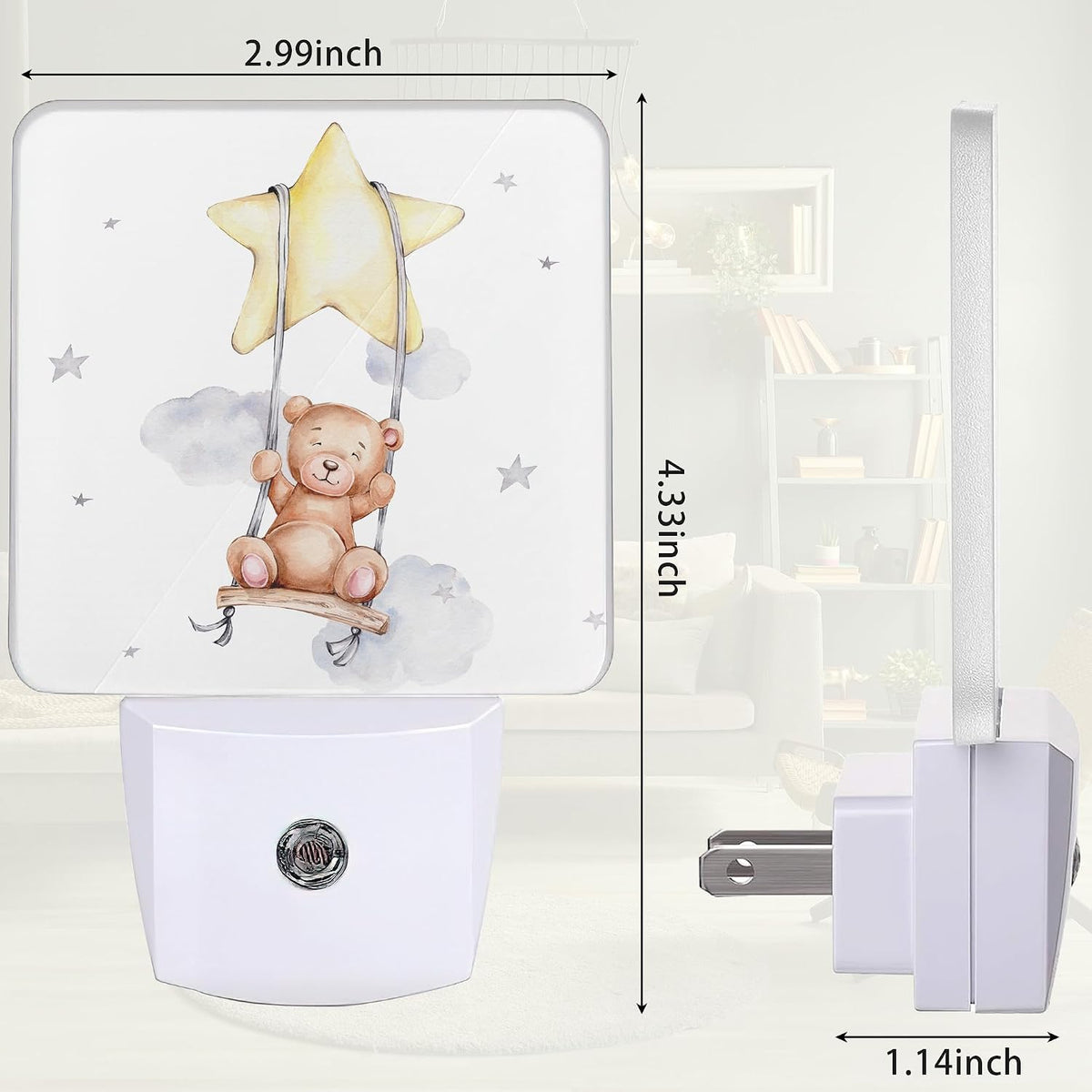 Teddy Bear Night Light, Cute Night Light Plug into Wall with Dusk to Dawn Sensor, LED Lamp Energy Saving Lights for Men Women Boys Girls,Lamp for Bedroom Bathroom Hallway