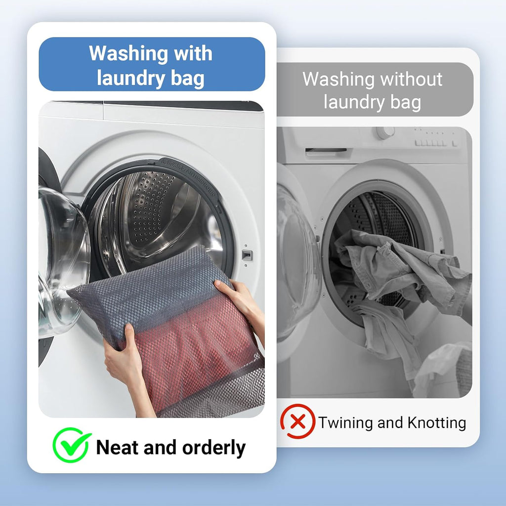 6Pcs Durable Honeycomb Mesh Laundry Bags for Delicates 16 x 20 Inches, Gray