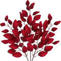 Briful 3-Pack 29.5-Inch Artificial Fall Eucalyptus Stems, Burgundy