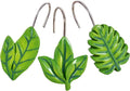 12-Piece Green Leaves Leaf Shower Curtain Hooks for Bathroom