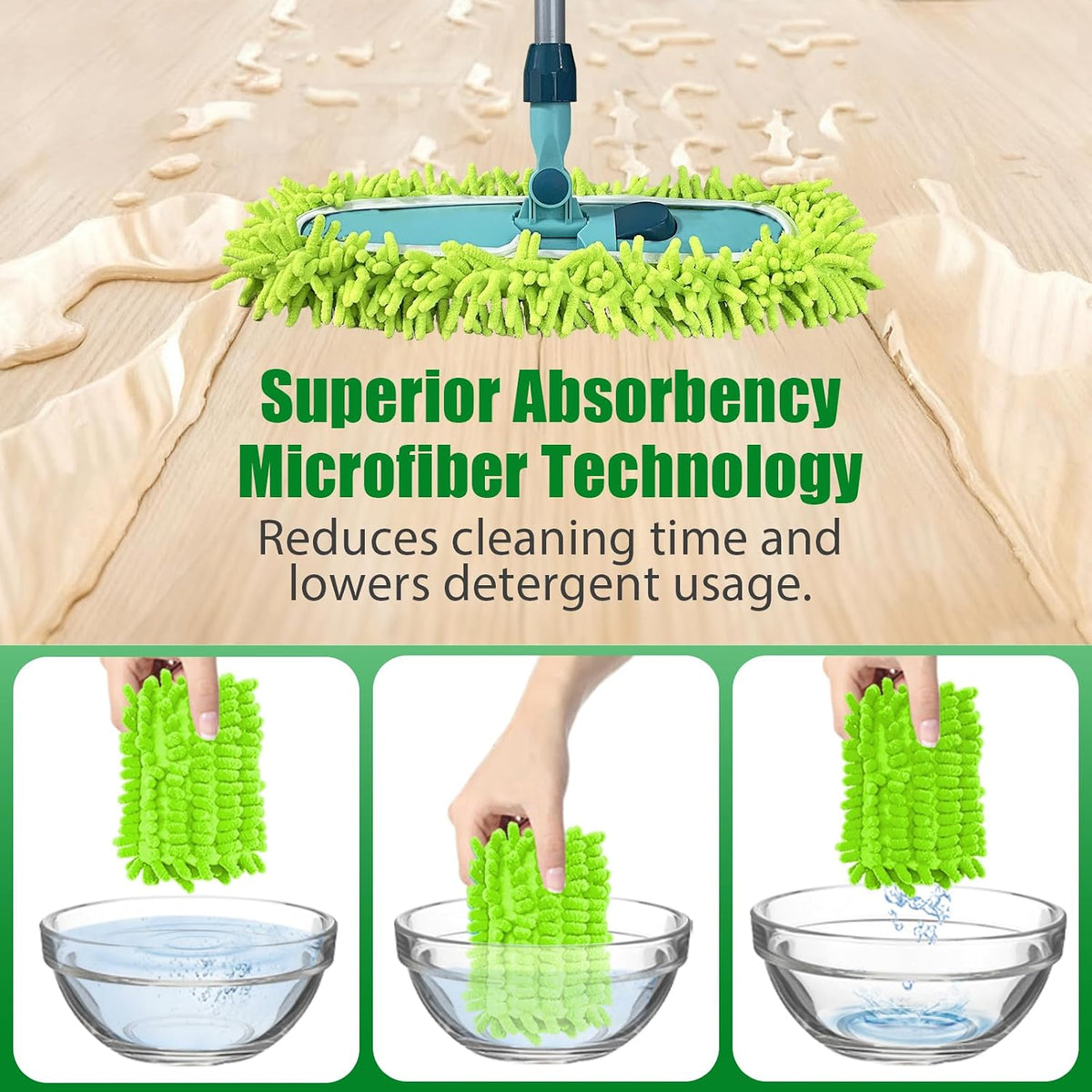 4PCS 13''~16'' Microfiber Dust Mop Pads Compatible with Leifheit 55210