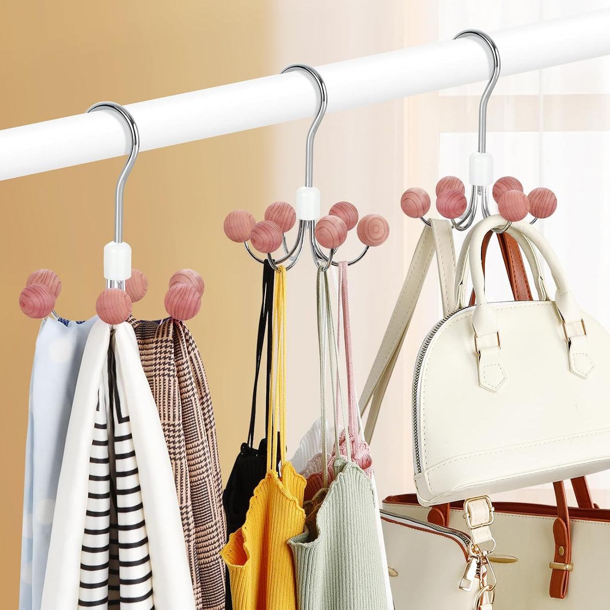 TOPIA HANGER Hoodie Hangers 2-Pack with 6 Cedar Balls, 360° Swivel, CT43C
