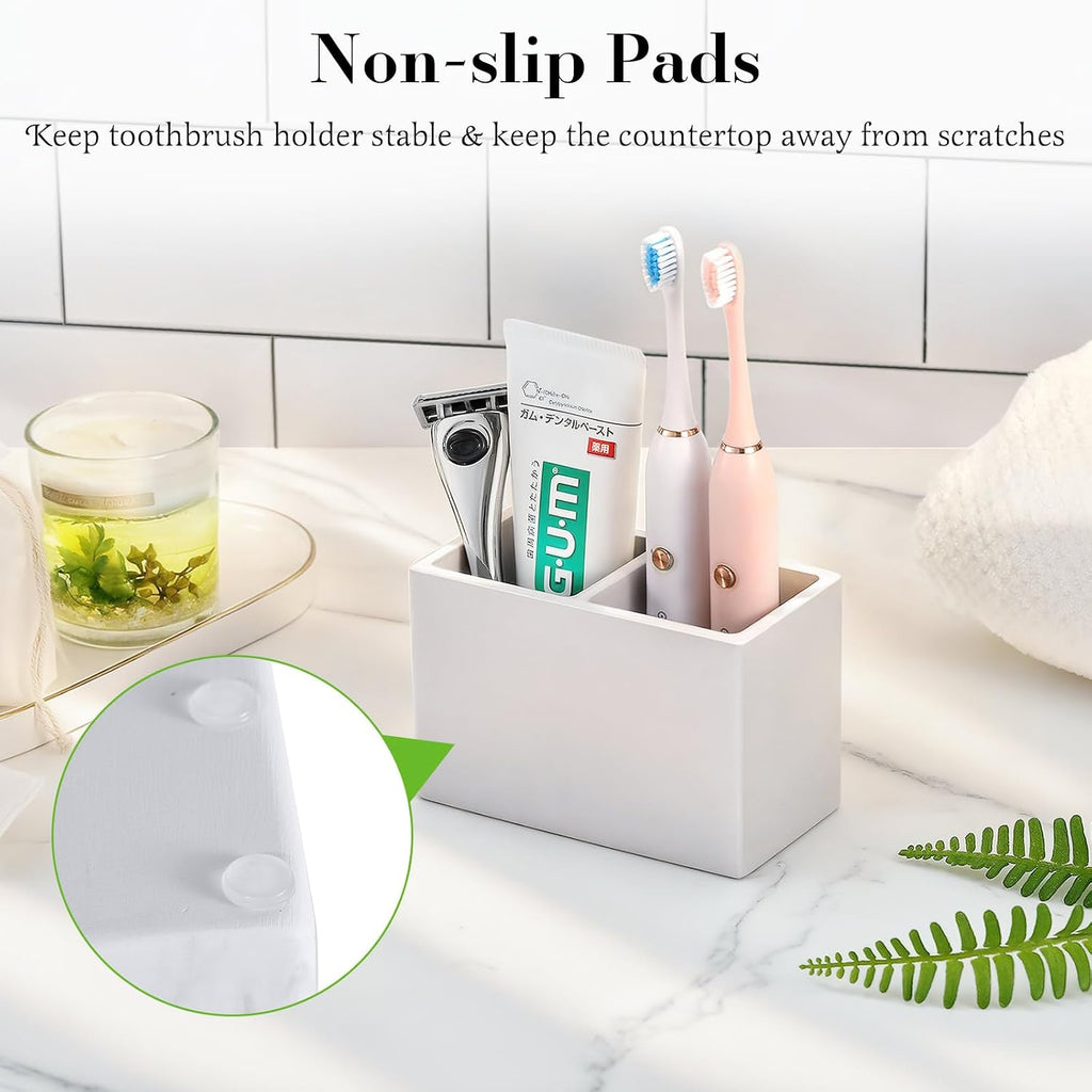 Luxspire Diatomite Toothbrush Holder, 2 Slots, Light Gray