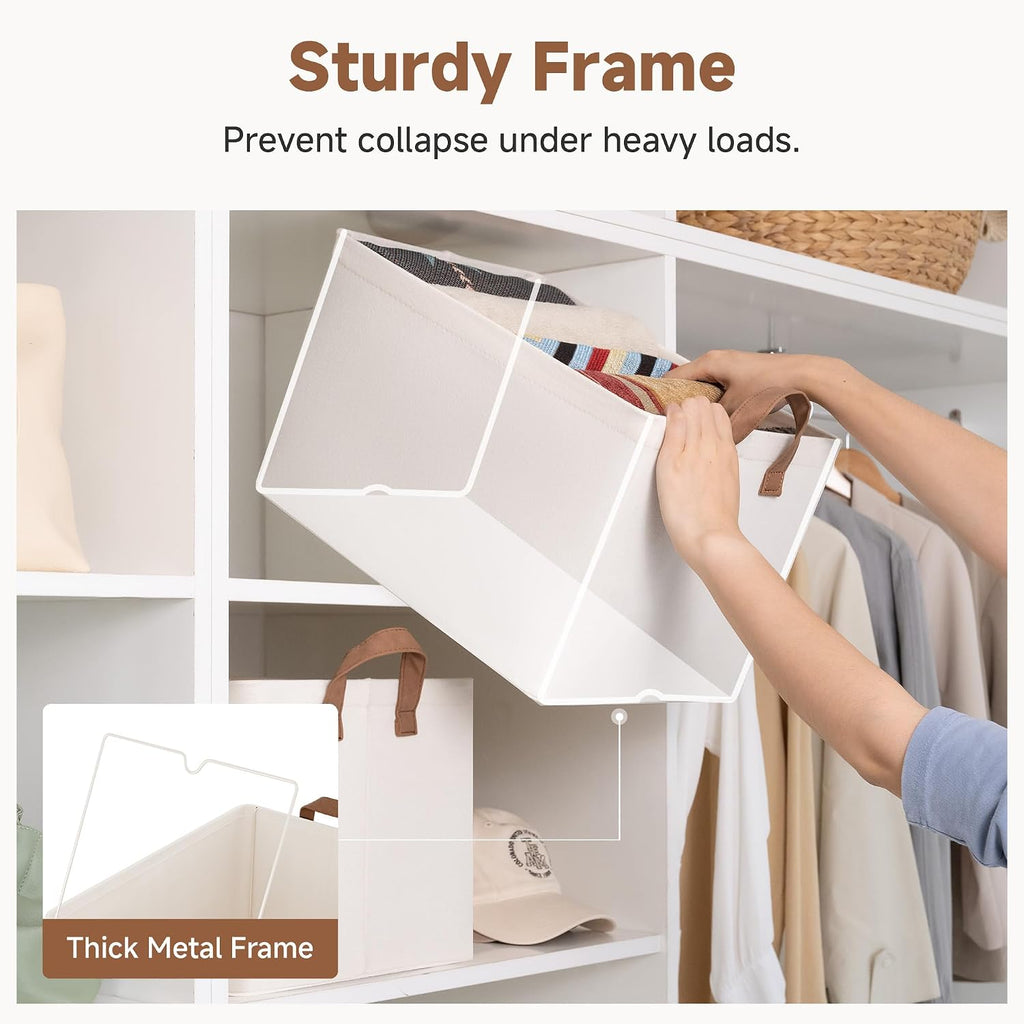 StorageWorks Storage Basket for Shelves, Storage Bins, Beige, 2-Pack