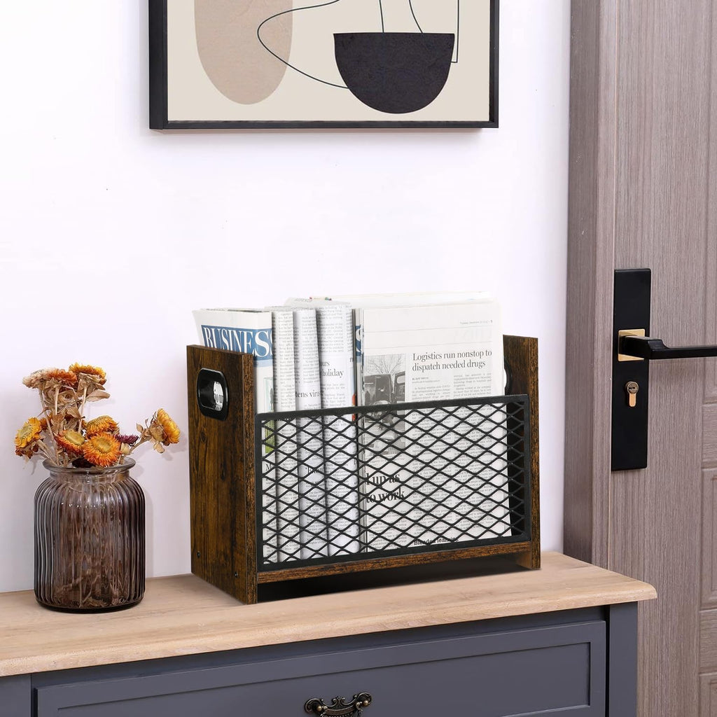 YINMIT Magazine Holder, Medium Magazine Rack Floor, Book Storage Basket