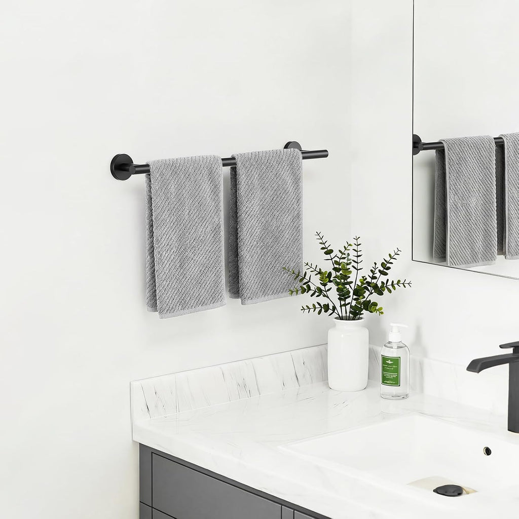 Matte Black Towel Bar, 24 Inch Towel Rack for Bathroom Wall-Mounted
