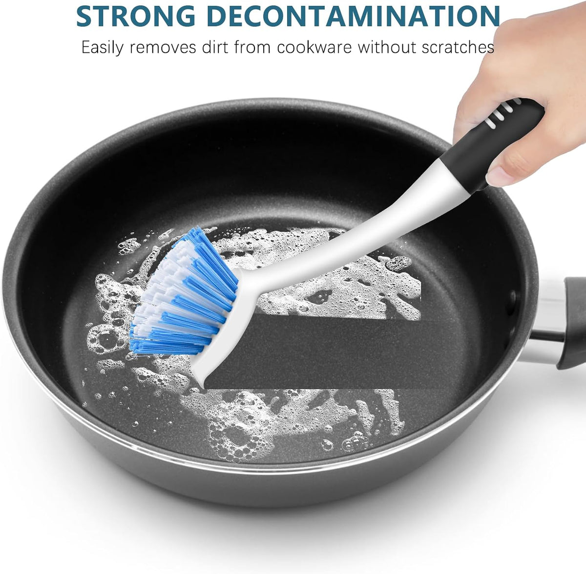 SetSail 3 Pack Dish Brush Set, Long Handle Kitchen Scrub Brush(Black Blue)