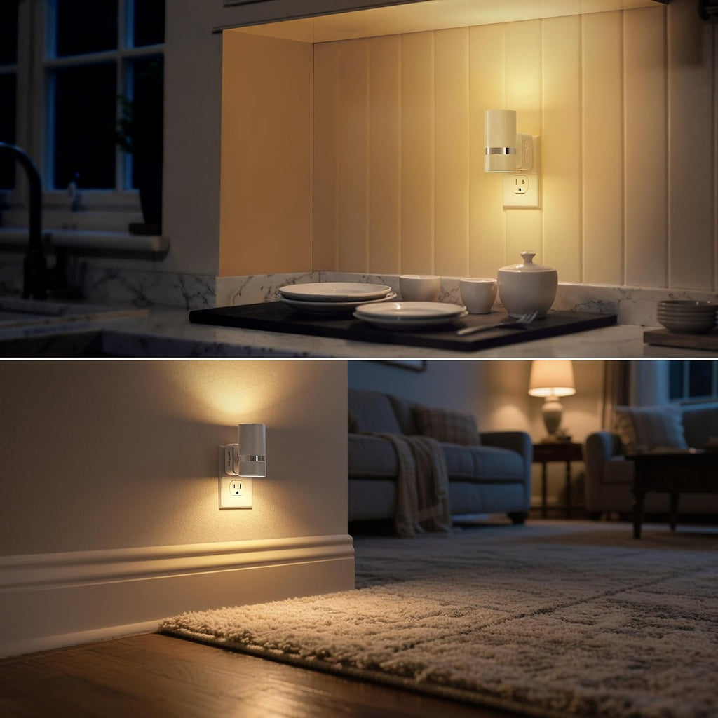 DORESshop LED Night Light 2 Pack, White Cylinder Dimmable Night Light