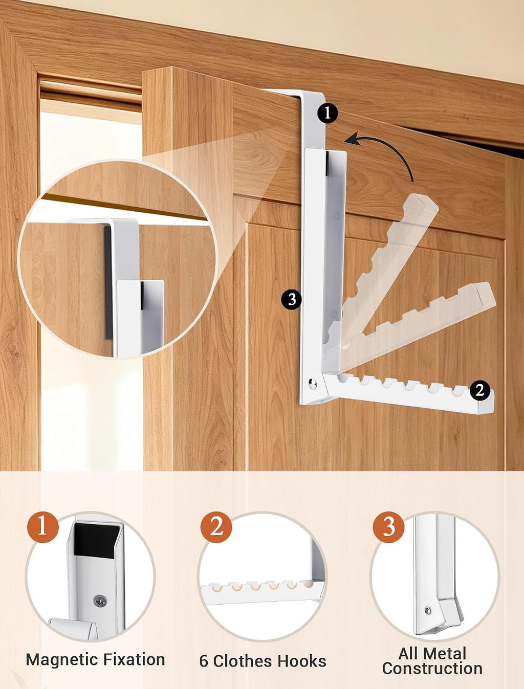 2-Pack Over the Door Hanger Hooks with Extra Anti-slip Pads for Laundry